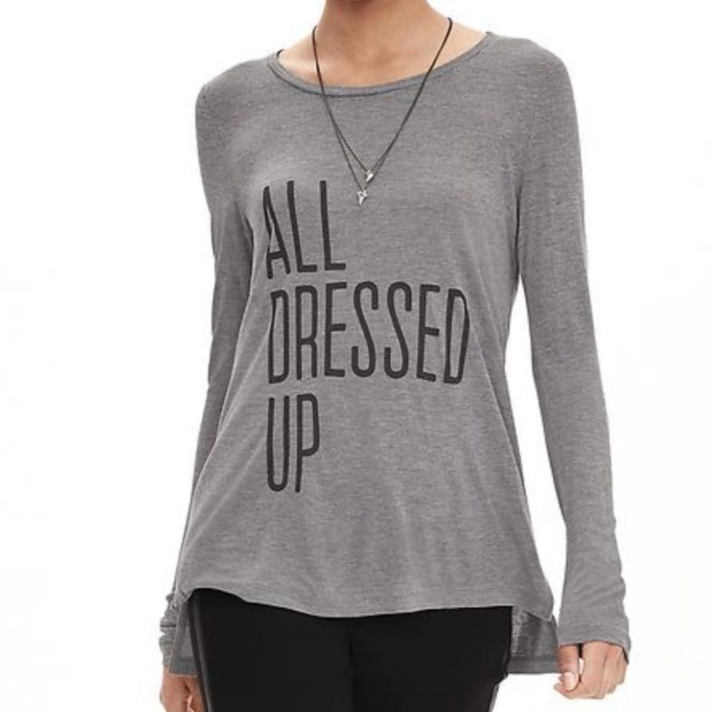 Banana Republic Heathered Gray “All Dressed Up” Long Sleeve Tee Size Medium